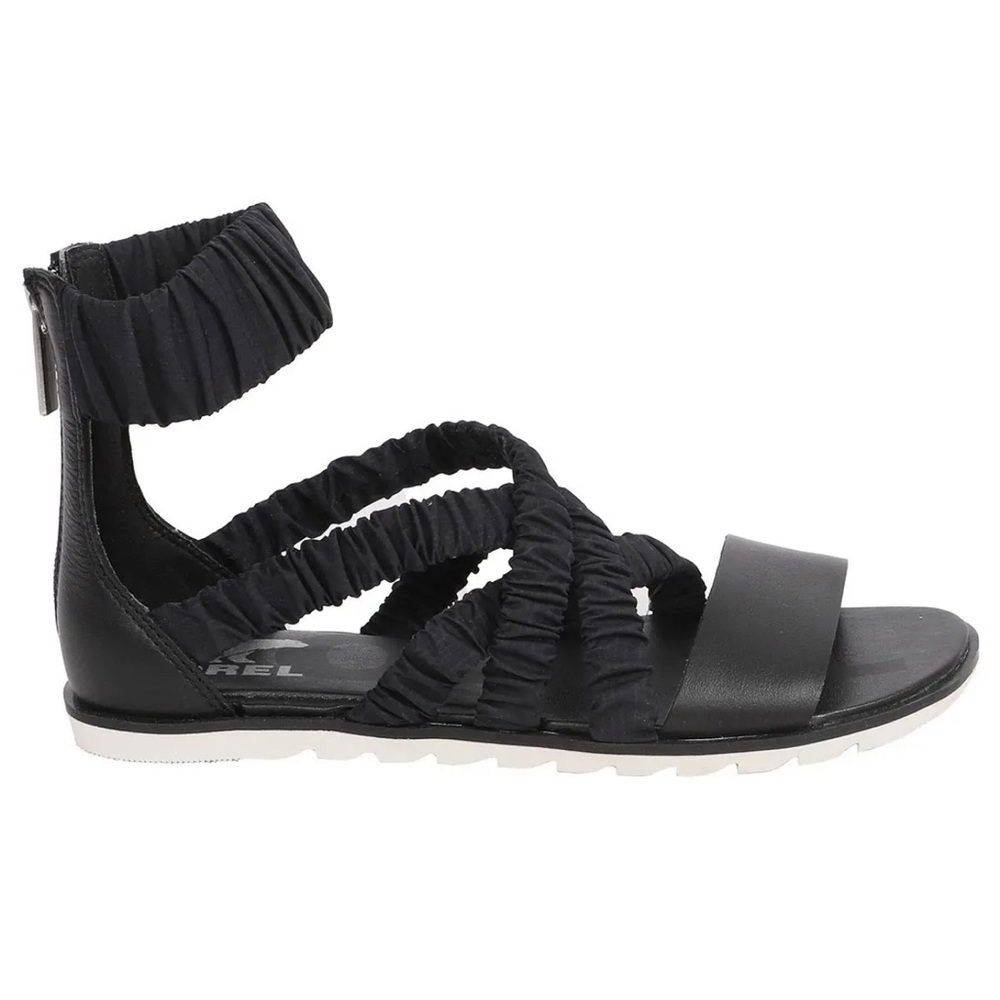 NEW SOREL Ella 11 Black anklewhite Casual Comfort sandals women size 6.5